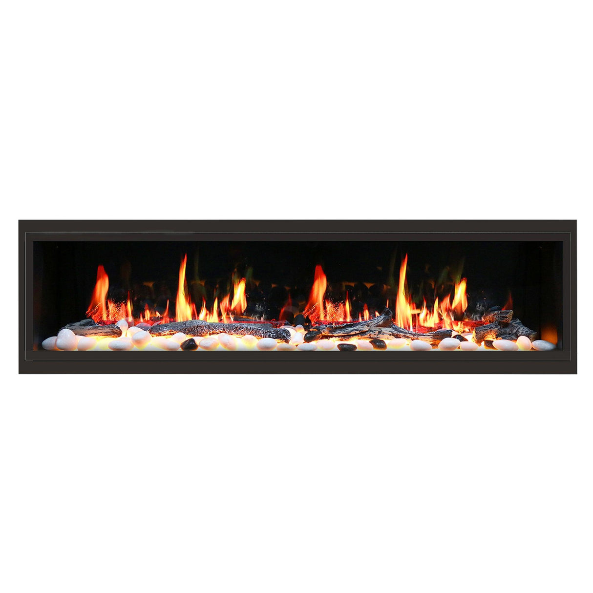 2025 NewLited eer Homes Latitude 65-inch Ultra-Slim Smart Electric Fireplace with 1-inch Trim – Multi-Flame LED, Driftwood Logs & River Rocks, WiFi/App-Control, Flush/Recessed/Wall-Mounted (Model: ZEF65X)