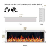 2025 New Litedeer Homes Latitude 65 inch Ultra-Slim Smart Electric Fireplace with Crackling Sounds, Diamond-like Crystal - ZEF65XC