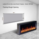 2025 New Litedeer Homes Latitude 65 inch Ultra-Slim Smart Electric Fireplace with Crackling Sounds, Diamond-like Crystal - ZEF65XC