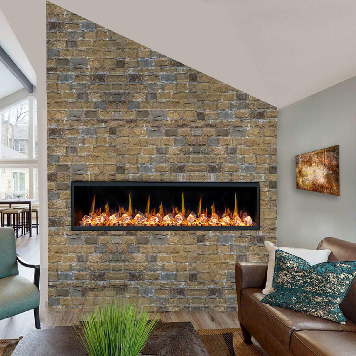 2025 New Litedeer Homes Latitude 75 inch Smart Control HD LED Electric Fireplace Wifi Enabled (Model: ZEF75VC),Black