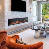 2025 New Lited eer Homes Latitude 75-inch Ultra-Sleek Smart Electric Fireplace with 1-inch Trim – Multi-Flame LED, Driftwood Logs & River Rocks, WiFi/App-Control, Flush/Recessed/Built-in Wall (Model: ZEF75V)