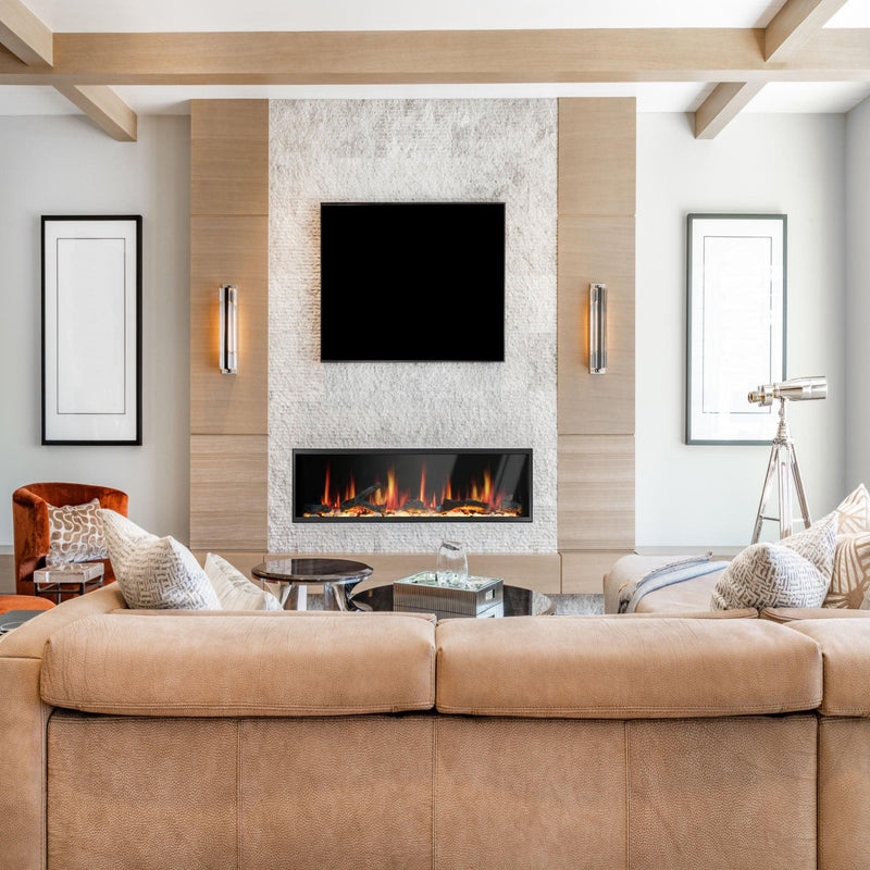 2025 New Lited eer Homes Latitude 75-inch Ultra-Sleek Smart Electric Fireplace with 1-inch Trim – Multi-Flame LED, Driftwood Logs & River Rocks, WiFi/App-Control, Flush/Recessed/Built-in Wall (Model: ZEF75V)