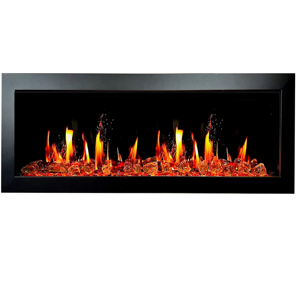 Litedeer Homes Latitude II 48 inch Wall Mount Smart Electric Fireplace with Reflective Amber Glass - ZEF48XA