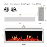 Litedeer Homes Latitude II 48 inch Wall Mount Smart Electric Fireplace with Reflective Amber Glass - ZEF48XA