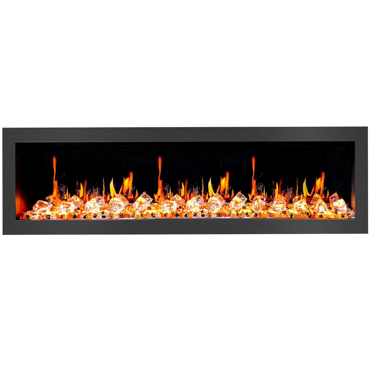 2025 New Litedeer Homes Latitude II 58-inch Wall Mount Smart Electric Fireplace with app Diamond-like Crystal - ZEF58VC, Black