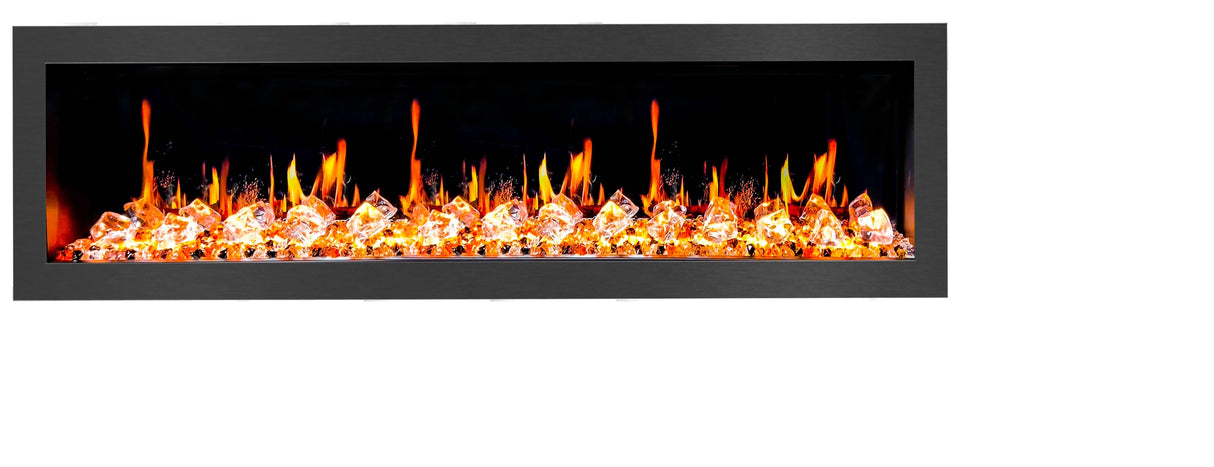 2025 New Litedeer Homes Latitude II 58-inch Wall Mount Smart Electric Fireplace with app Diamond-like Crystal - ZEF58VC, Black