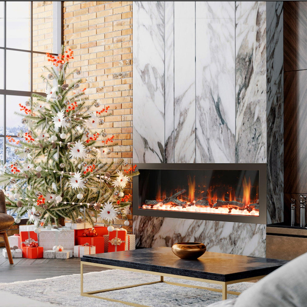 2025 New Litedeer Homes Latitude II 58-inch Wall Mount Smart Electric Fireplace with Multi-flame, Crackling Sounds - ZEF58V