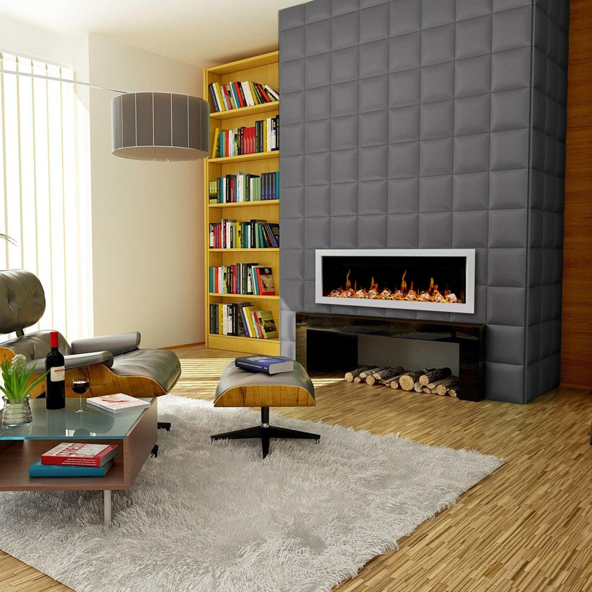 2025 New Litedeer Homes Latitude II 58-inch Wall-Mounted Smart Electric Fireplace with Crackling Sounds, Multi-Flame Style, APP Reflective Amber Glass - ZEF58VA