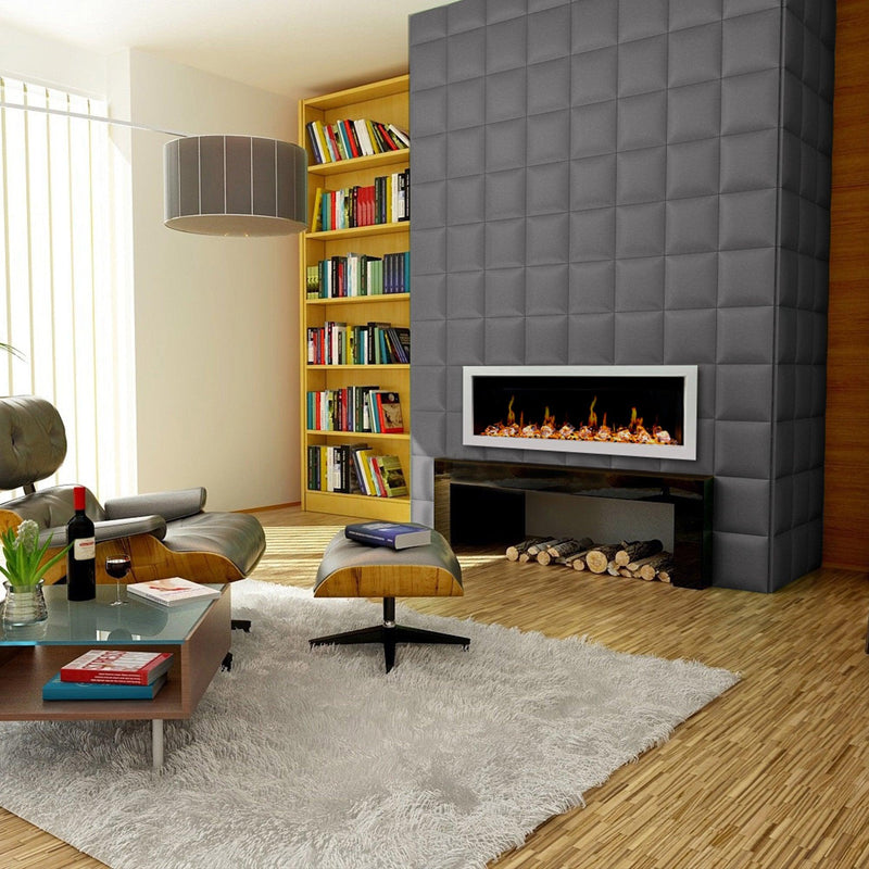 2025 New Litedeer Latitude II 58-inch Wall-Mounted Smart Electric Fireplace with Crackling Sounds, Multi-Flame Style, APP Control, Reflective Amber Glass - ZEF58T