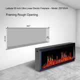2025 New Litedeer Homes Latitude II 58-inch Wall-Mounted Smart Electric Fireplace with Crackling Sounds, Multi-Flame Style, APP Reflective Amber Glass - ZEF58VA
