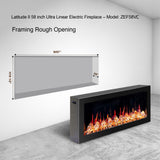 2025 New Litedeer Latitude II 58-inch Wall-Mounted Smart Electric Fireplace with Crackling Sounds, Multi-Flame Style, APP Control, Reflective Amber Glass - ZEF58T