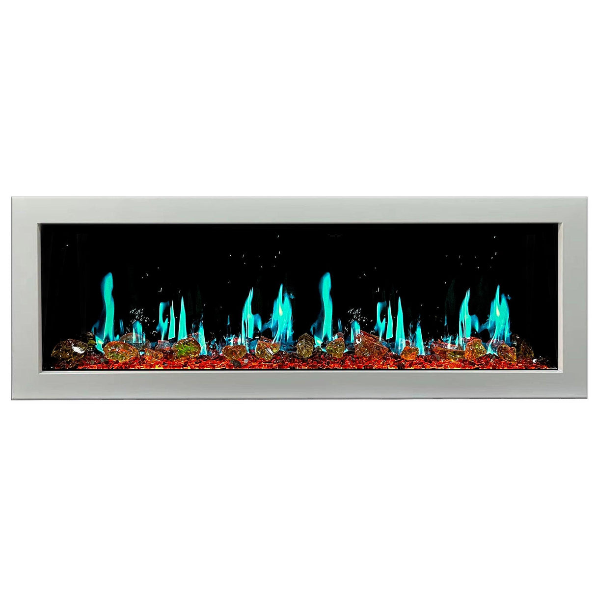 2025 New Litedeer Homes Latitude II 58-inch Wall-Mounted Smart Electric Fireplace with Crackling Sounds, Multi-Flame Style, APP Reflective Amber Glass - ZEF58VA