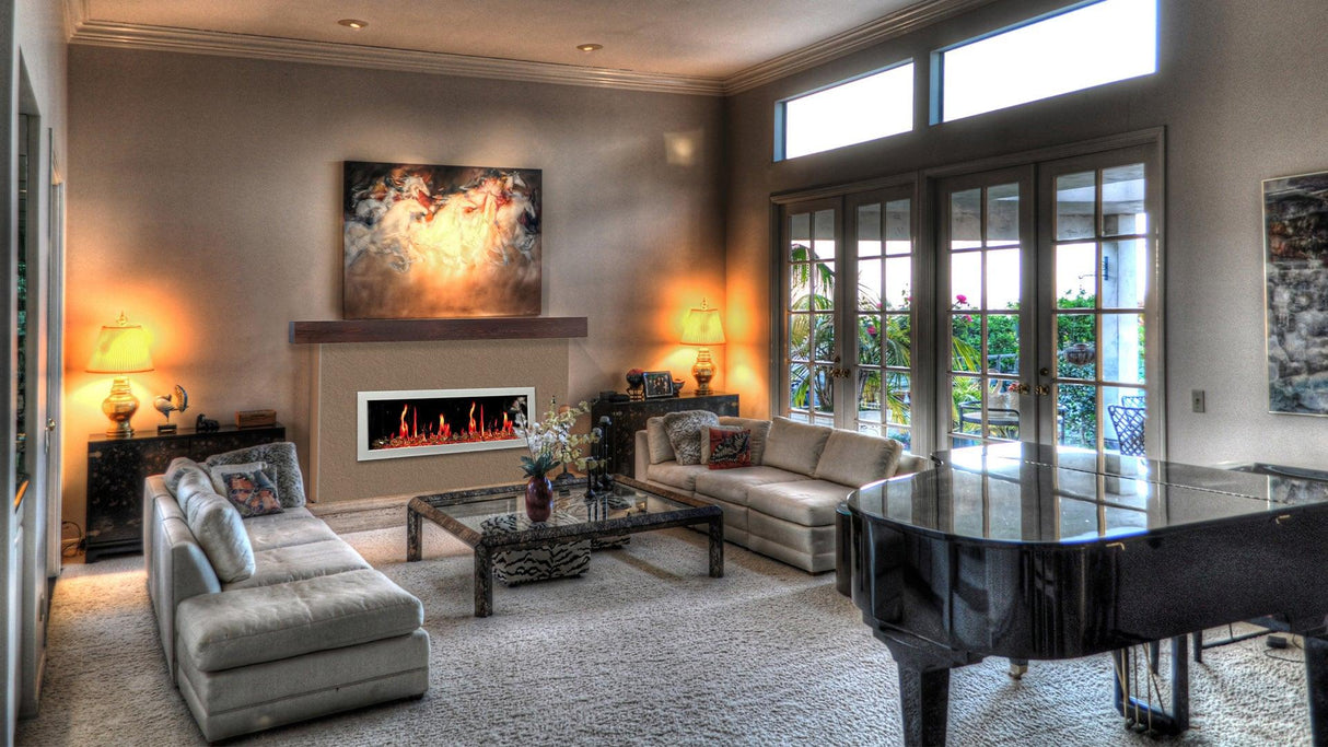 2025 New Litedeer Homes Latitude II 58-inch Wall-Mounted Smart Electric Fireplace with Crackling Sounds, Multi-Flame Style, APP Reflective Amber Glass - ZEF58VA