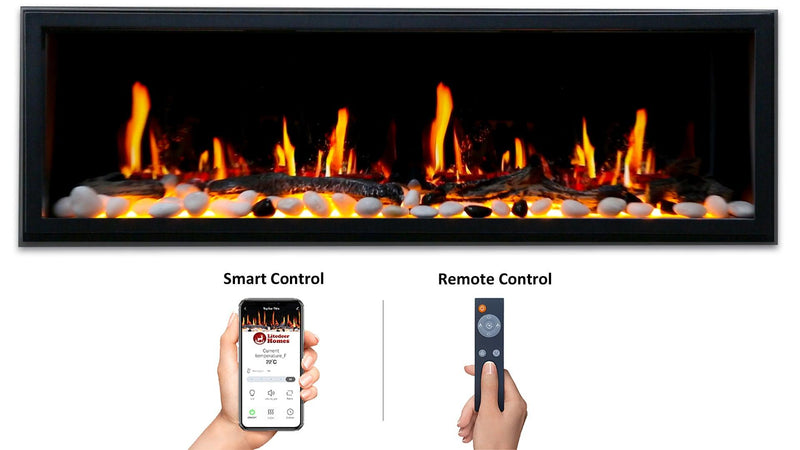 2025 New Litedeer Homes Latitude II 68" Smart Electric Fireplace with Multi-flame Style, APP Driftwood Log & River Rock - ZEF68X