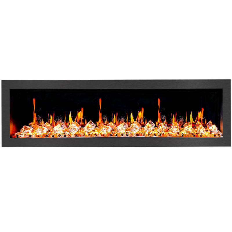 2025 New Litedeer Homes Latitude II 68" Smart Wall Mount Electric Fireplace with App Crushed Ice Rocks & Remote - ZEF68XC