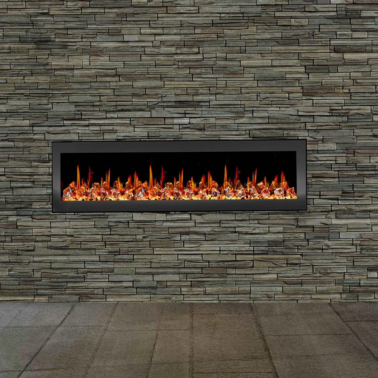 2025 New Litedeer Homes Latitude II 68" Smart Wall Mount Electric Fireplace with App Crushed Ice Rocks & Remote - ZEF68XC
