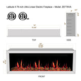2025 New Litedeer Homes Latitude II 78 inch Wifi Smart Electric Fireplace with crackling - ZEF78VA