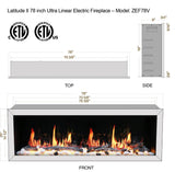 2025 New Litedeer Homes Latitude II 78-inch Wall Mount Smart Electric Fireplace with Crackling Sounds (Model: ZEF78V), Black