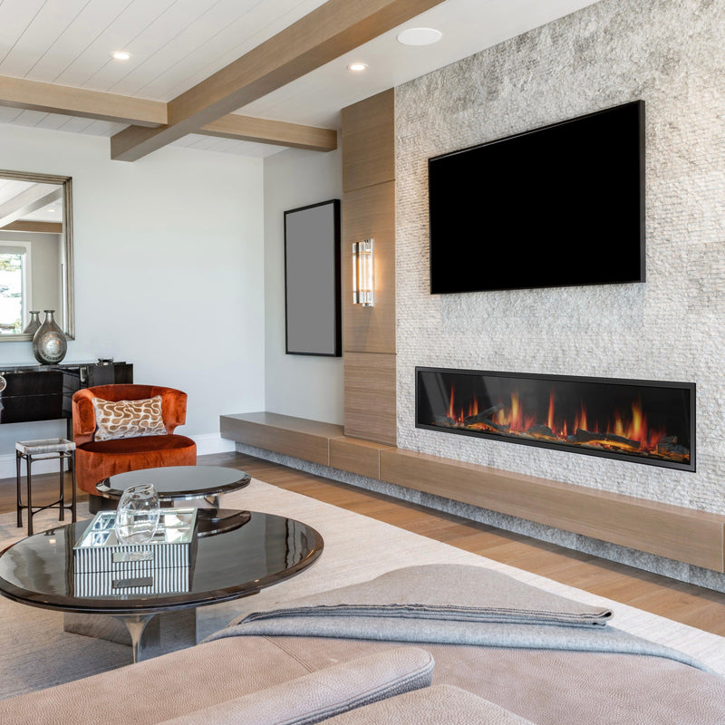 2025 New Litedeer Homes Latitude II 78-inch Wall Mount Smart Electric Fireplace with Crackling Sounds (Model: ZEF78V), Black