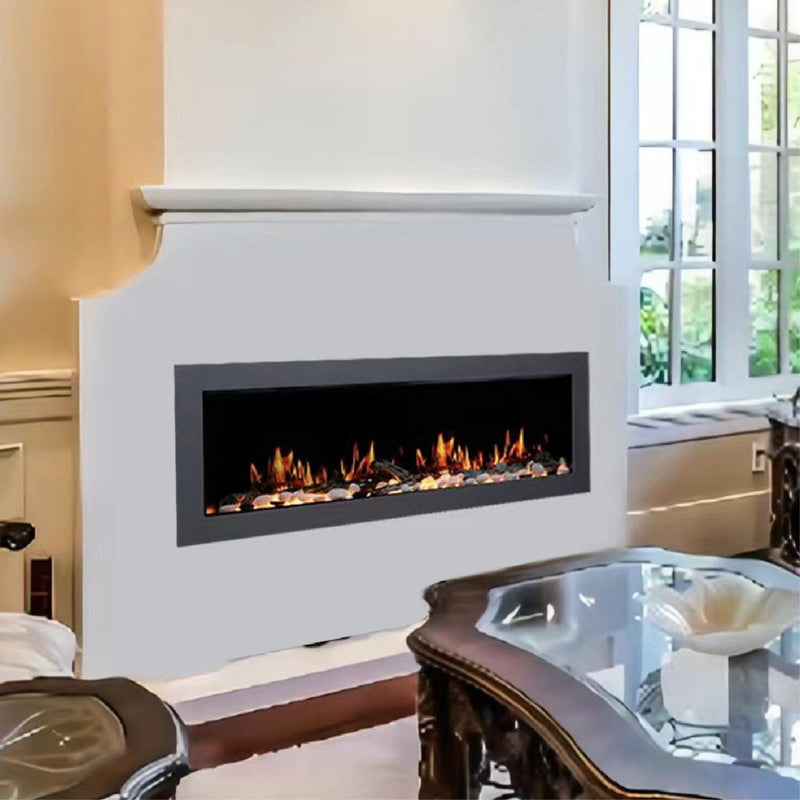 2025 New Litedeer Homes Latitude II 78-inch Wall Mount Smart Electric Fireplace with Crackling Sounds (Model: ZEF78V), Black