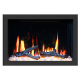 LiteStar 38-in Smart Electric Fireplace Insert with App 5 Unique Flame Crackling Sounds Driftwood Logs & River Rocks - ZEF38VC, Black Fireplace 38"