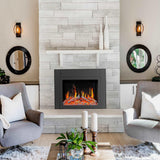 LiteStar 38-in Smart Electric Fireplace Insert with App 5 Unique Flame Crackling Sounds Driftwood Logs & River Rocks - ZEF38VC, Black Fireplace 38"