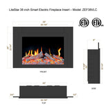 LiteStar 38-in Smart Electric Fireplace Insert with App 5 Unique Flame Crackling Sounds Driftwood Logs & River Rocks - ZEF38VC, Black Fireplace 38"