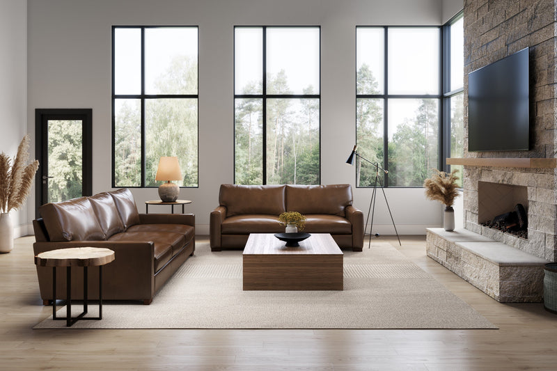 Valencia Luton Leather Sofa, Loveseat, Lipari Chocolate