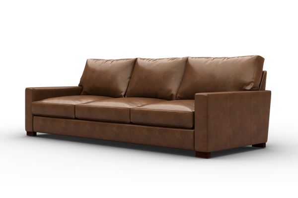 Valencia Luton Leather Sofa, Three Seats, Lipari Chocolate