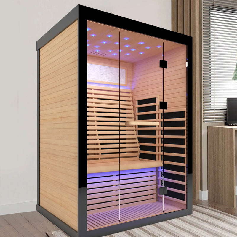 Luxury 2-Person Canadian Hemlock Wood Far Infrared Home Sauna (SAK02184)