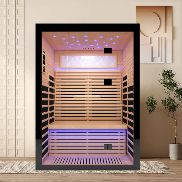 Luxury 2-Person Canadian Hemlock Wood Far Infrared Home Sauna (SAK02184)