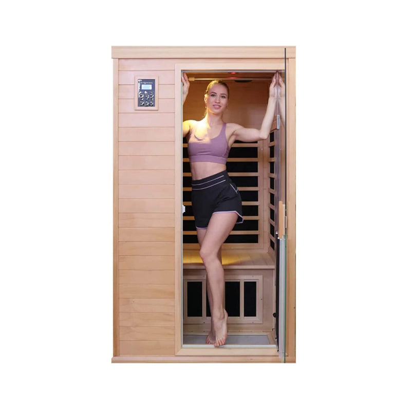 Luxury 2-Person Hemlock Wood FAR Infrared Sauna Room W/ Glass Door, 1750W (SAK81525)