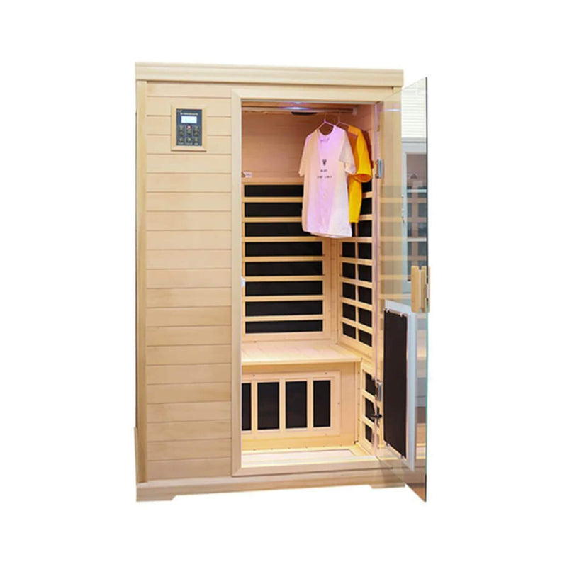 Luxury 2-Person Hemlock Wood FAR Infrared Sauna Room W/ Glass Door, 1750W (SAK81525)