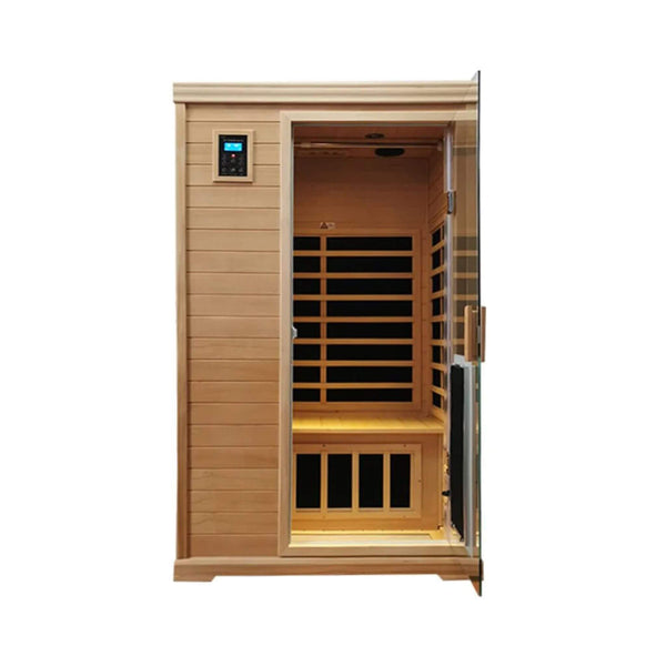 Luxury 2-Person Hemlock Wood FAR Infrared Sauna Room W/ Glass Door, 1750W (SAK81525)