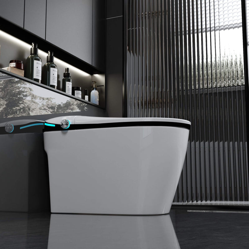 Luxury Smart Toilet With Built-In Auto Open And Close Bidet Seat, Foot Sensor, LED Display And Night Light (SAK31256)