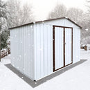 [08X10FT] Premium Large White Outdoor Metal Garden Storage Shed (SAK93617)