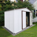[08X10FT] Premium Large White Outdoor Metal Garden Storage Shed (SAK93617)