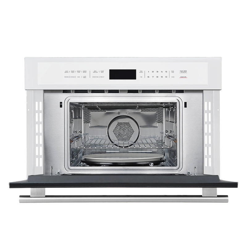 FORNO Espresso Oliena 30" 1.6 cu. ft. Built-In Microwave Oven in White with Silver Handles, FMWDR3093-30WHT