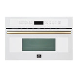FORNO Espresso Oliena 30" 1.6 cu. ft. Built-In Microwave Oven in White with Antique Brass Handles, FMWDR3093-30WHT