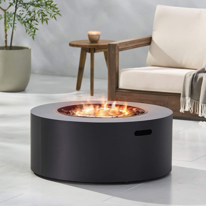 Modern 32" 40K BTU Round Iron Propane Fire Pit (SAK29102)