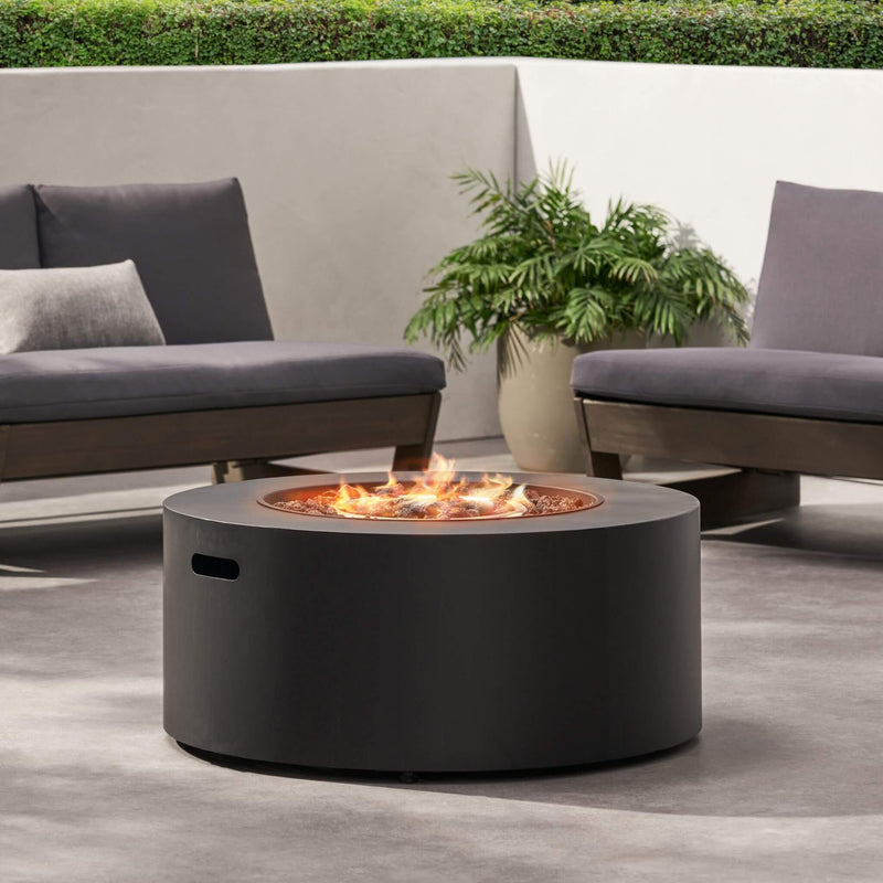 Modern 32" 40K BTU Round Iron Propane Fire Pit (SAK29102)