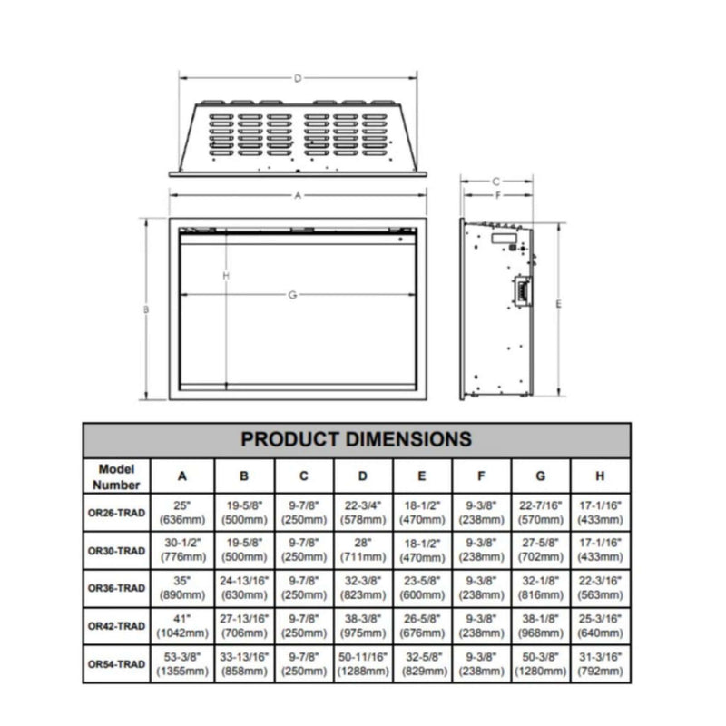 Modern Flames Orion Traditional 36" Heliovision Electric Fireplace [OR36-TRAD] (SAK91024)