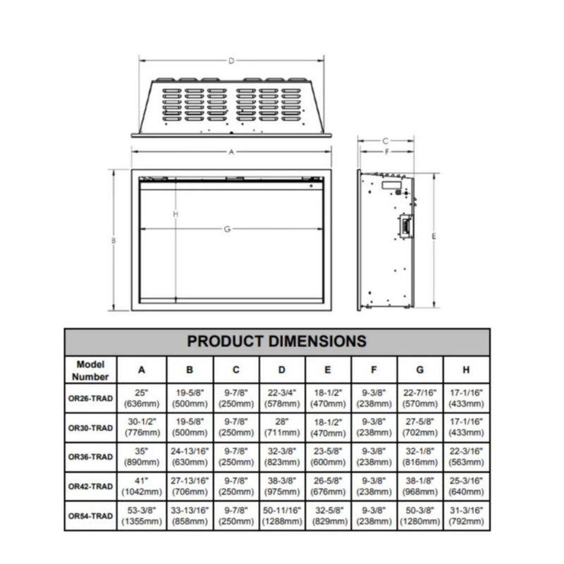 Modern Flames Orion Traditional 54" Heliovision Electric Fireplace [OR54-TRAD] (SAK74620)