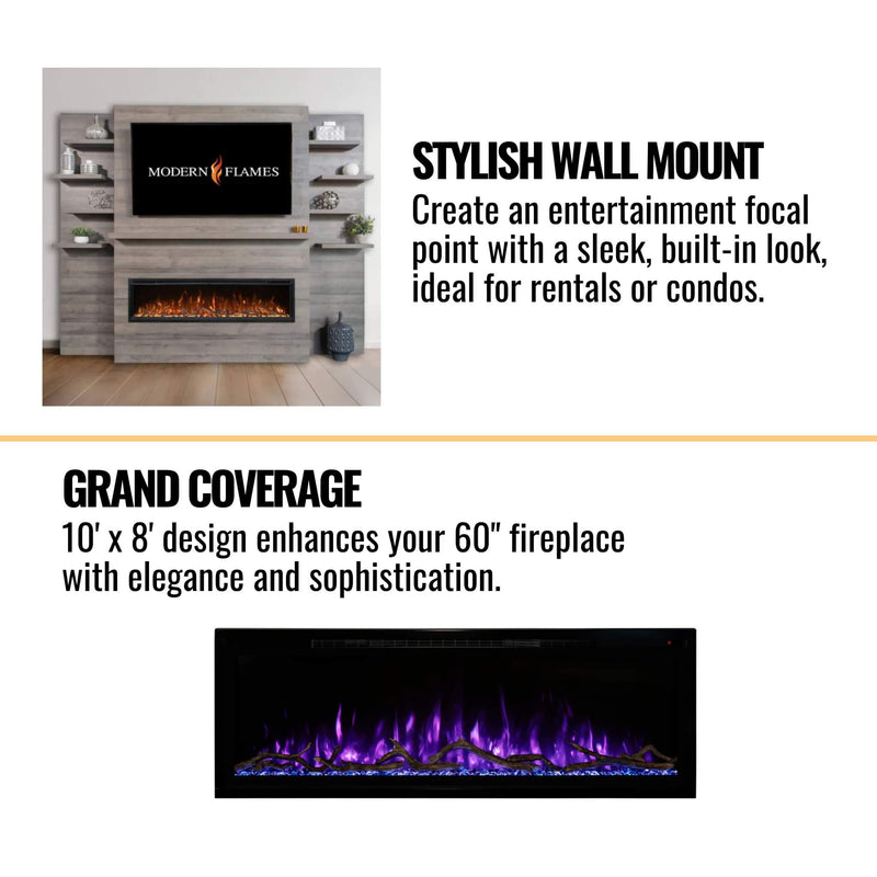 Modern Flames Allwood Media Main Wall System Only For Spectrum Slimline 60" Electric Fireplace [AFWS-MAIN-DW/CS] (SAK95146)