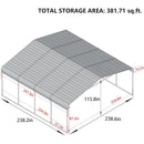 [20x20FT] MPT Extra Large Premium Heavy Duty Outdoor Metal Carport Shelter (SAK97425)