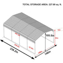 [12x20FT] MPT Premium Heavy Duty Outdoor Canopy Garage Shelter With Galvanized Metal Roof (SAK91523)