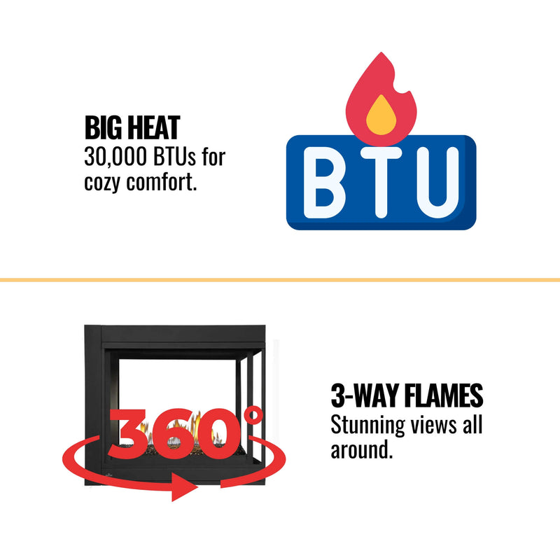 Napoleon Ascent Multi-View 3 Sided Glass Ember Bed Direct Vent Natural Gas Fireplace, 43" [BHD4PGN] (SAK62815)