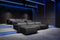 Valencia Nathan Full Aniline Leather Modular Sofa with Down Feather, Row of 4 with 2 Chaises, Black Color