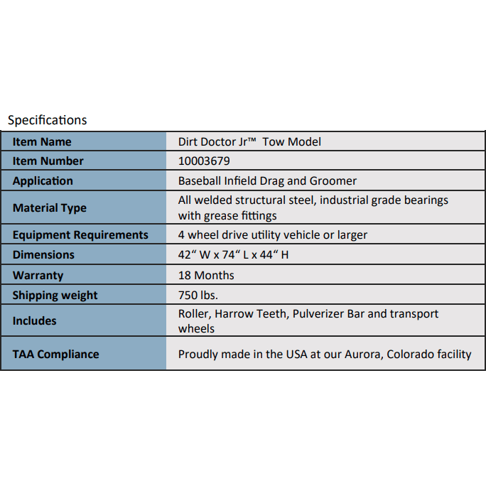 Newstripe Dirt Doctor Jr Tow Model Infield Drag and Groomer 10003679