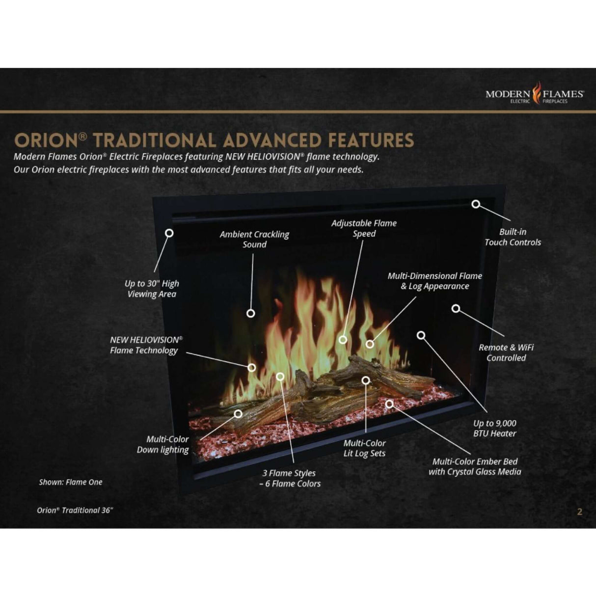 Modern Flames Orion Traditional 26" Heliovision Electric Fireplace [OR26-TRAD] (SAK51873)